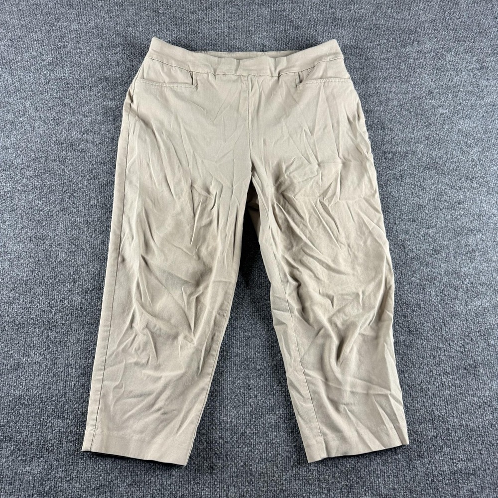 Chico's Capri‎ Pants Womens 1 Beige Knit Pull On Perfect Stretch Office Workwear